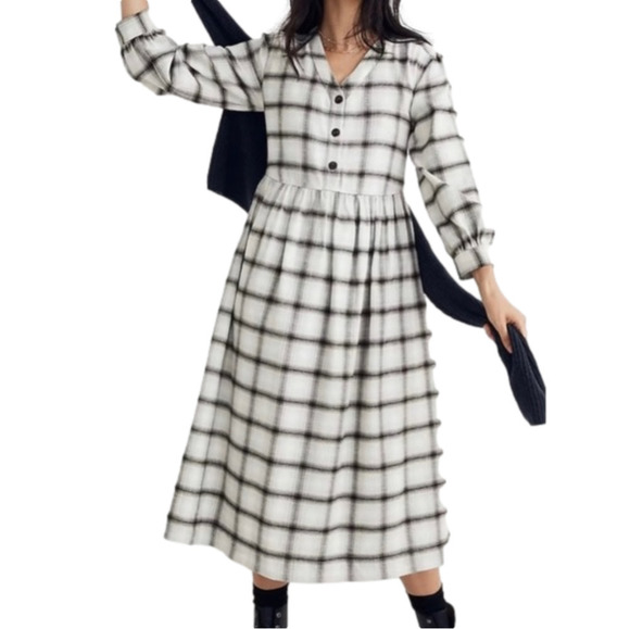 Madewell Dresses & Skirts - Nwt Madewell flannel button front midi dress size 6